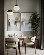 Cargar imagen en el visor de la galería, Set Cuadros Decorativos Abstracto Negro Arena 2 - 201 - Diptico Minimalista Estilo Nordico en Tonos Neutros
