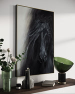 Cargar imagen en el visor de la galería, Cuadro Decorativo Abstracto Negro Arena 2-262 - Caballo Negro Arte Moderno Estilo Boho en tonos Neutros
