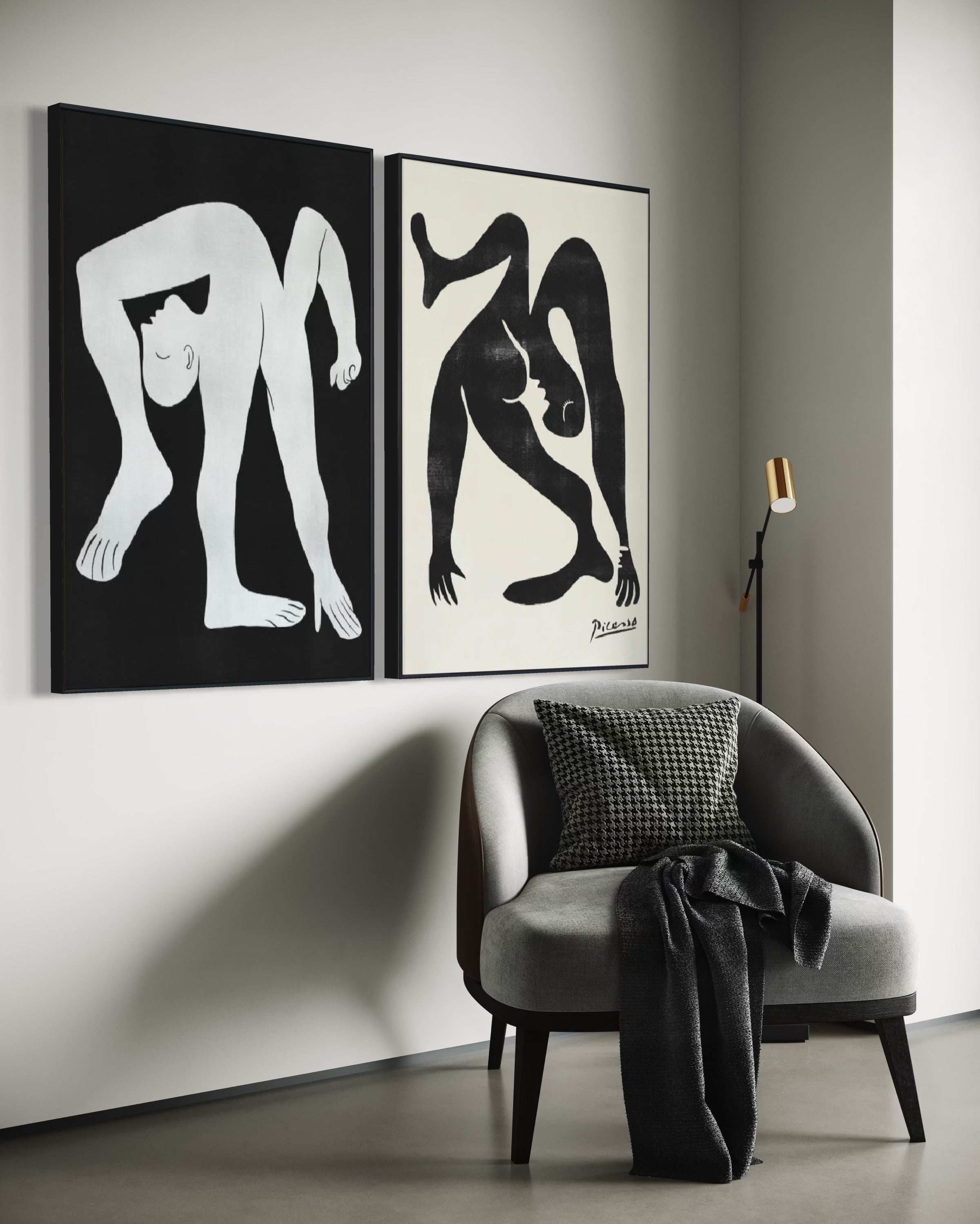 Set Cuadros Decorativos Abstracto Negro Arena 2-231 -Diptico