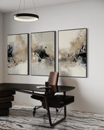 Cargar imagen en el visor de la galería, Set Cuadros Decorativos Abstracto Negro Arena 2-236- Tríptico Modernos y Elegante Estilo Boho en Tonos Neutros
