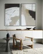 Cargar imagen en el visor de la galería, Set Cuadros Decorativos Abstracto Negro Arena  2 - 243 - Diptico Moderno Estilo Nordico Tonos Neutros
