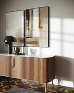 Cargar imagen en el visor de la galería, Set Cuadros Decorativos Abstracto Negro Arena 2 - 209 - Diptico Minimalista en Tonos Neutros Arte Estilo Nordico
