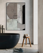 Cargar imagen en el visor de la galería, Cuadro Decorativo Abstracto Negro Arena 244 Silueta Rostros Femeninos Arte Lineal Moderno y Minimalista Nordico Tonos Neutros
