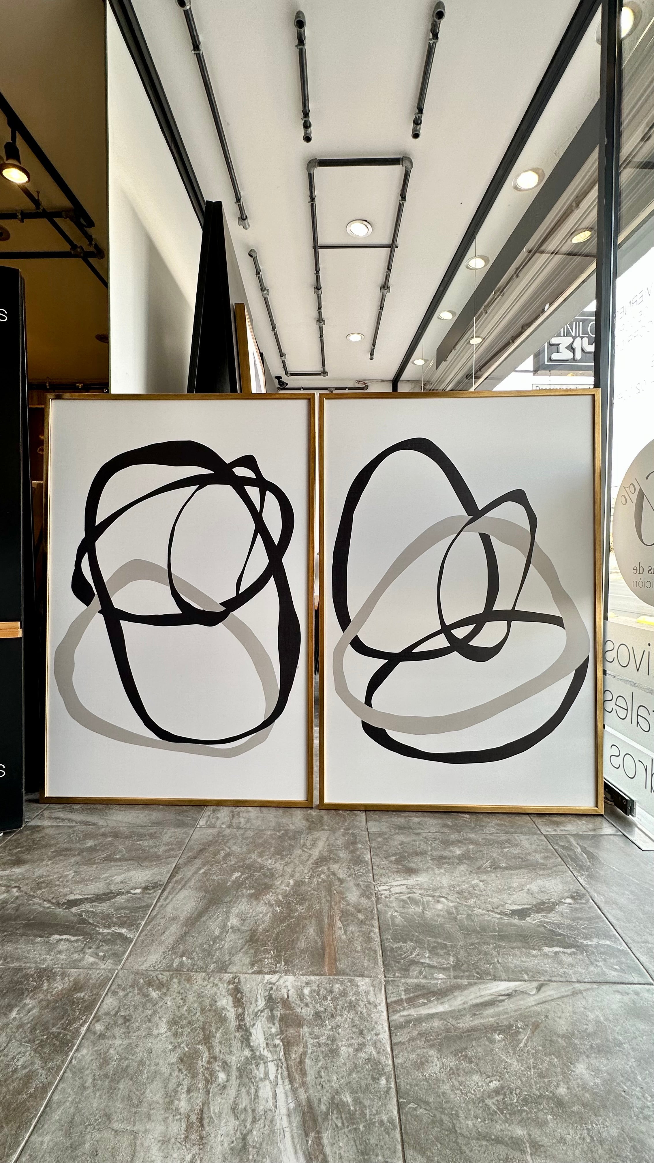 Set de Cuadros Decorativos Abstracto Negro Arena 004 - Para Comedor