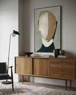 Cargar imagen en el visor de la galería, Cuadro Decorativo Abstracto Negro Arena 2-233 Rostro Modernos Cara Minimalista en Tonos Neutros
