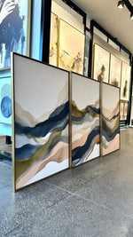 Cargar imagen en el visor de la galería, Set de 3 Cuadros Decorativos Abstract Colors 3-316 - Arte Moderno y Juvenil en tonos Verde, Azul y Beige-Triptico
