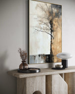 Cargar imagen en el visor de la galería, Cuadro Decorativo Abstracto Negro Arena 2-215 Árbol Minimalista y Elegante en Dorado y Tonos Neutros Oro
