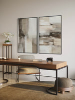 Cargar imagen en el visor de la galería, Set Cuadros Decorativos Abstracto Negro Arena 2 - 211 - Diptico en Tonos Tierra Colores Neutros Arte Moderno y Minimalista Estilo Nordico
