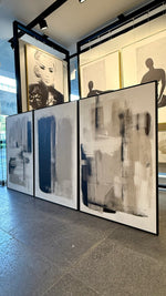 Cargar imagen en el visor de la galería, Set Cuadros Decorativos Abstracto Negro Arena 2 - 204 - Triptico Moderno Arte Minimalista estilo Nordico Boho en Tonos Neutros
