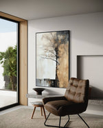 Cargar imagen en el visor de la galería, Cuadro Decorativo Abstracto Negro Arena 2-215 Árbol Minimalista y Elegante en Dorado y Tonos Neutros Oro
