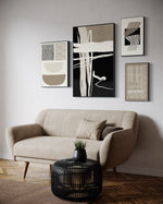 Cargar imagen en el visor de la galería, Set Cuadros Decorativos Abstracto Negro Arena 2-218 B - 4piezas Minimalistas Arte Moderno Estilo Nordico en Tonos Neutros
