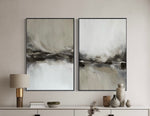Cargar imagen en el visor de la galería, Set Cuadros Decorativos Abstracto Negro Arena 2 - 238 - Diptico Moderno y Elegante Arte Estilo Nordico Tonos Neutros
