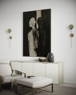 Cargar imagen en el visor de la galería, Cuadro Decorativo Abstracto Negro Arena 2-223 Siluetas Humanas Minimalistas Arte Moderno de Pareja Rostro en Negro y Beige Tonos Neutros
