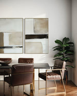 Cargar imagen en el visor de la galería, Set Cuadros Decorativos Abstracto Negro Arena 2 - 239 - Diptico Moderno y Minimalista en Negro, Beige y Cafe Tonos Neutros
