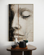 Cargar imagen en el visor de la galería, Cuadro Decorativo Abstracto Negro Arena 2-210 Rostro de Mujer Zen Arte Moderno y Elegante Cara estilo Boho
