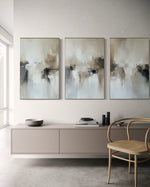 Cargar imagen en el visor de la galería, Set Cuadros Decorativos Abstracto Negro Arena 2 - 201 - Triptico Estilo Nordico Arte Moderno en Tonos Neutros
