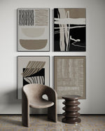 Cargar imagen en el visor de la galería, Set Cuadros Decorativos Abstracto Negro Arena 2 - 218 C - 4piezas Arte Moderno y Minimalista Estilo Boho Nordico Tonos Neutros
