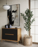 Cargar imagen en el visor de la galería, Cuadro Decorativo Abstracto Negro Arena 2-205 Rostro Estilo Nordico Cara Moderna en Tonos Neutros
