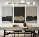 Cargar imagen en el visor de la galería, Set Cuadros Decorativos Abstracto Negro Arena 2 - 241 - Triptico Moderno y Elegante Arte Minimalista Estilo Nordico Tonos Neutros
