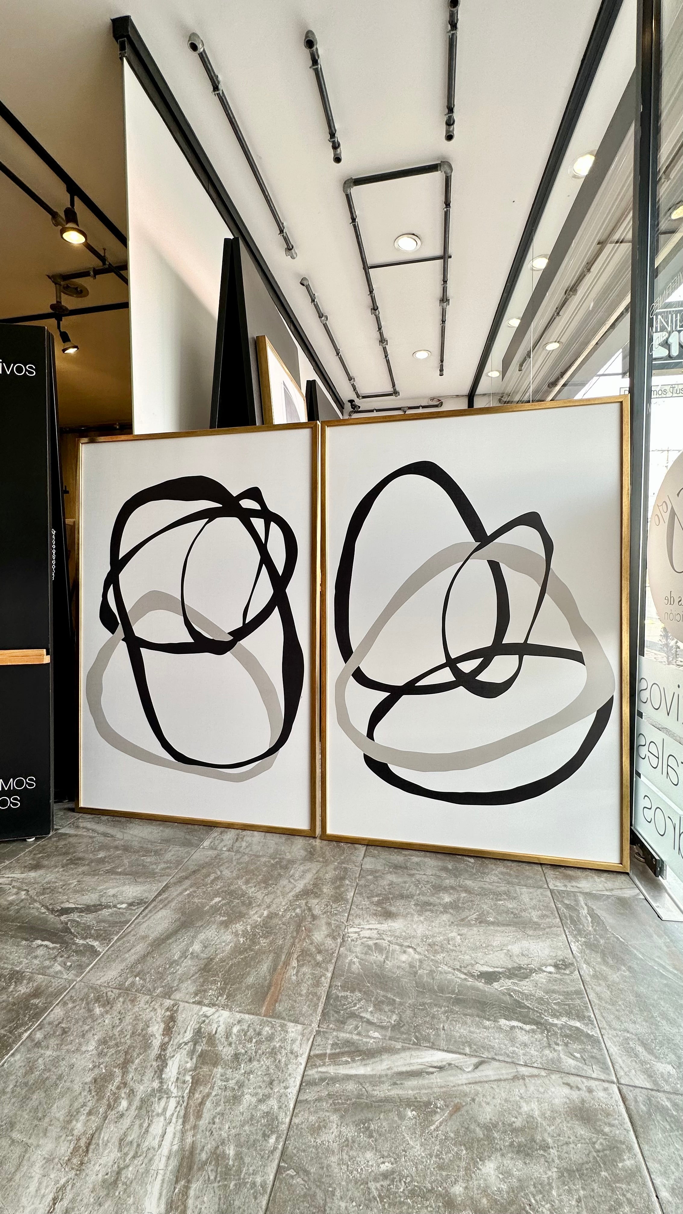 Set de Cuadros Decorativos Abstracto Negro Arena 004 - Para Comedor