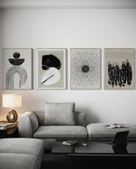 Cargar imagen en el visor de la galería, Set Cuadros Decorativos Abstracto Negro Arena 2 - 226C - 4piezas Arte Moderno y Elegante Estilo Nordico Boho en Tonos Neutros
