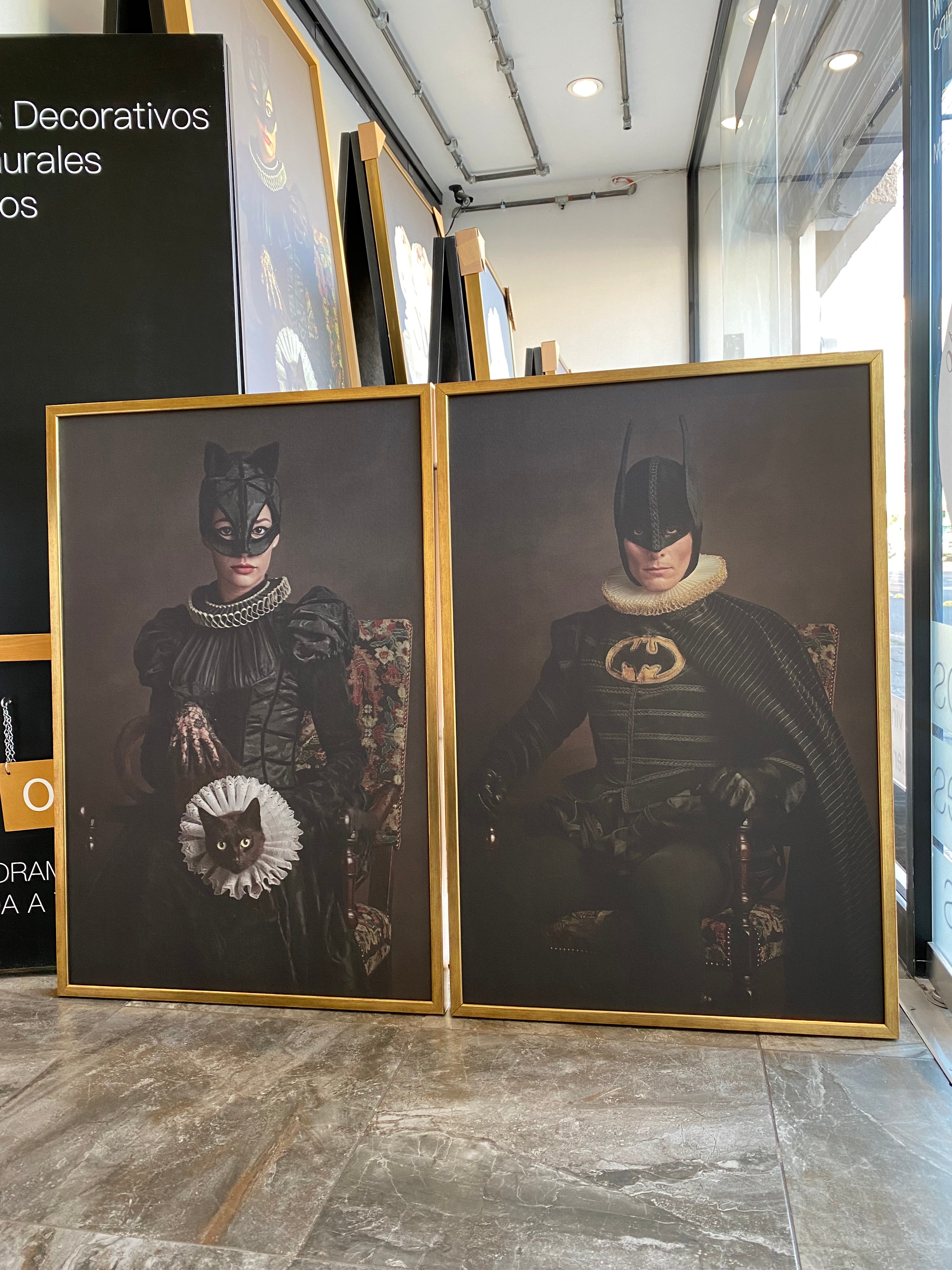 Set Cuadros Decorativos Personajes Época 011 Superhéroes Batman y Gatubela