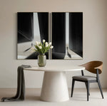 Cargar imagen en el visor de la galería, Set Cuadros Decorativos Abstracto Negro Arena 2 - 237 - Diptico Siluetas Humanas Arte Moderno Minimalista Puertas Estilo Nordico Tonos Neutros
