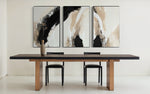 Cargar imagen en el visor de la galería, Set Cuadros Decorativos Abstracto Negro Arena 2-212 -Triptico Moderno y Elegante en Tonos Negro y Beige Arte Minimalista Estilo Nordico
