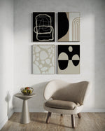 Cargar imagen en el visor de la galería, Set Cuadros Decorativos Abstracto Negro Arena 2 - 230 C - 4piezas Arte Moderno y Minimalista Estilo Boho Nordico Tonos Neutros
