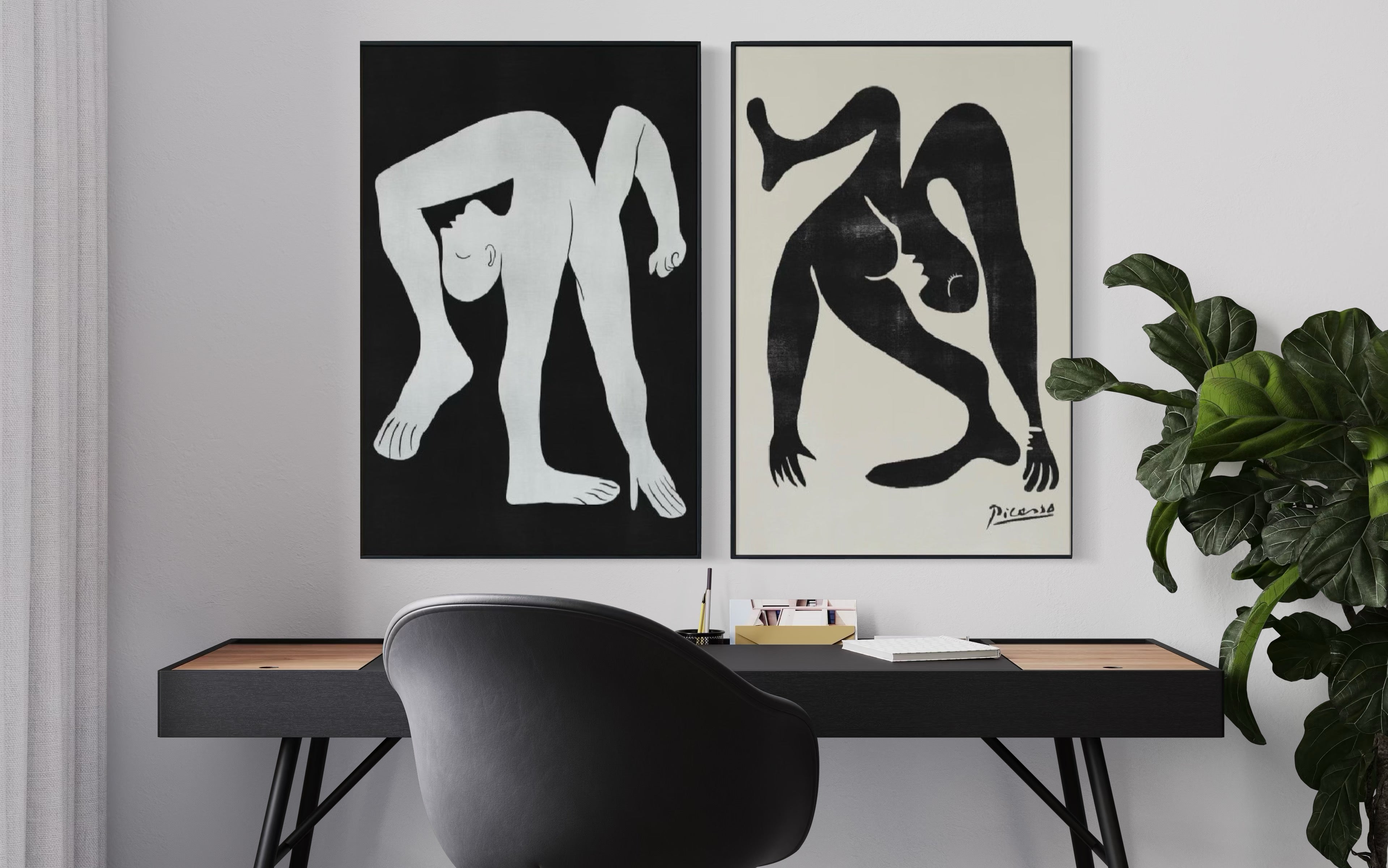 Set Cuadros Decorativos Abstracto Negro Arena 2-231 -Diptico