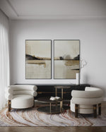 Cargar imagen en el visor de la galería, Set Cuadros Decorativos Abstracto Negro Arena 2 - 216 - Diptico Minimalista Arte Moderno y Elegante Tonos Beige y Negro
