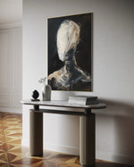 Cargar imagen en el visor de la galería, Cuadro Decorativo Abstracto Negro Arena 2-219 Rostro Moderno Arte Minimalista Cara en Beige y Negro Tonos Neutros
