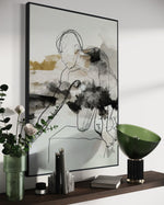 Cargar imagen en el visor de la galería, Cuadro Decorativo Abstracto Negro Arena 2-235 Silueta Humana Arte Lineal Moderno y Minimalista Tonos Neutros
