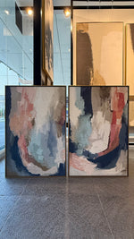 Cargar imagen en el visor de la galería, Set de 2 Cuadros Decorativos Abstract Colors 3 - 302 - Arte Moderno en tono Azul, Rosa y Beige- Díptico
