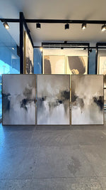 Cargar imagen en el visor de la galería, Set Cuadros Decorativos Abstracto Negro Arena 2 - 201 - Triptico Estilo Nordico Arte Moderno en Tonos Neutros
