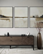 Cargar imagen en el visor de la galería, Set Cuadros Decorativos Abstracto Negro Arena 2 - 216 - Triptico Moderno y Elegante Arte Minimalista Estilo Nordico Tonos Neutros
