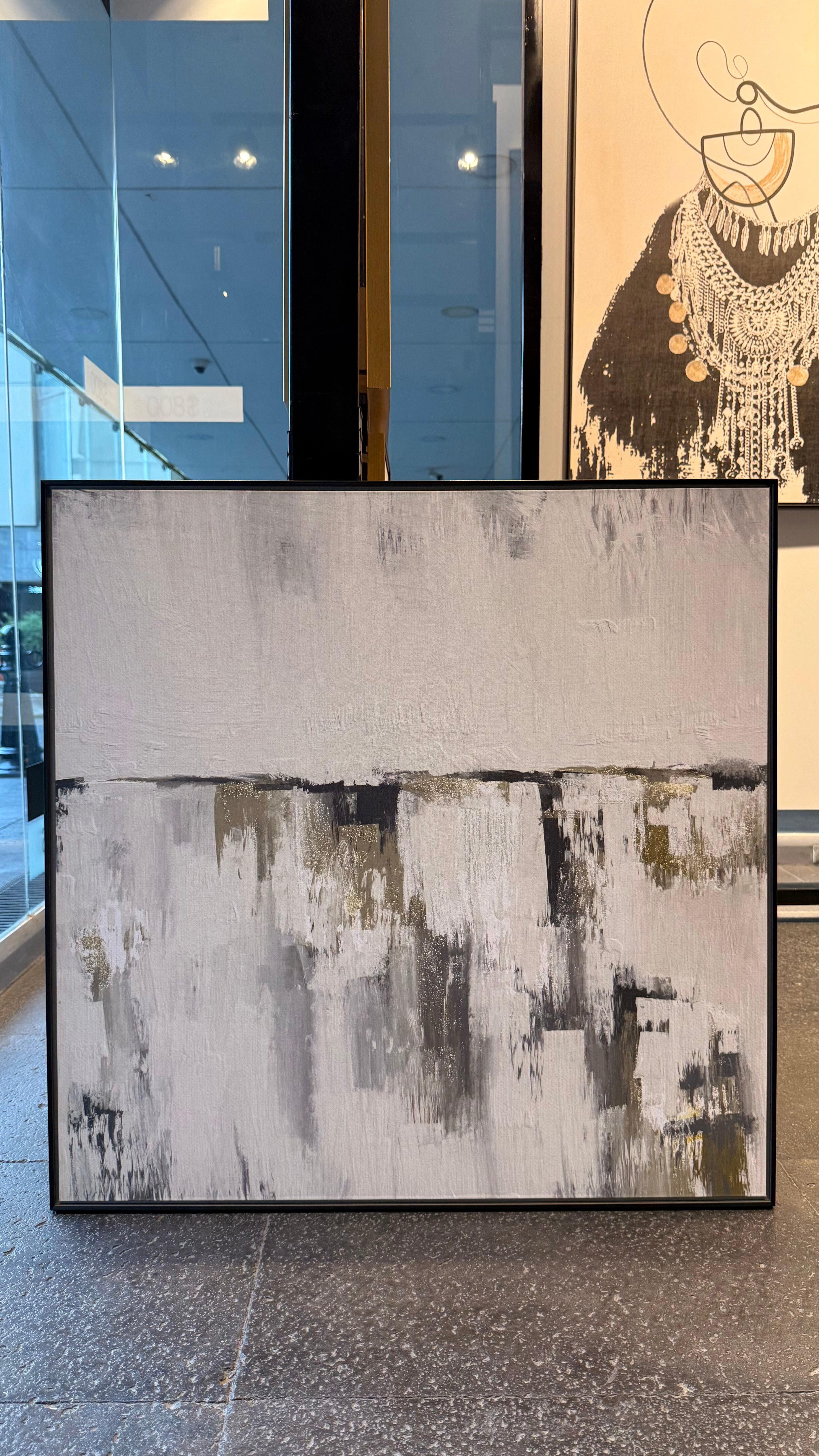 Set Cuadros Decorativos Abstracto Negro Arena 2 - 203 - Diptico Moderno y Minimalista Estilo Nordico en Tonos Neutros y un toque de Dorado Oro