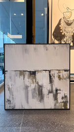 Cargar imagen en el visor de la galería, Set Cuadros Decorativos Abstracto Negro Arena 2 - 203 - Diptico Moderno y Minimalista Estilo Nordico en Tonos Neutros y un toque de Dorado Oro
