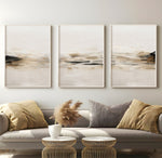 Cargar imagen en el visor de la galería, Set Cuadros Decorativos Abstracto Negro Arena 2-261 - Triptico Moderno y Minimalista Arte Estilo Nordico en Tonos Beige y Negro
