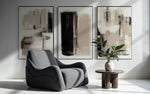 Cargar imagen en el visor de la galería, Set Cuadros Decorativos Abstracto Negro Arena 2 - 204 - Triptico Moderno Arte Minimalista estilo Nordico Boho en Tonos Neutros
