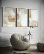 Cargar imagen en el visor de la galería, Set Cuadros Decorativos Abstracto Negro Arena 2 - 279 - Triptico Moderno y Elegante Arte Estilo Boho en Blanco, Beige y Dorado Oro
