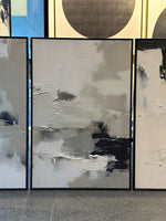 Cargar imagen en el visor de la galería, Set 3 Cuadros Decorativos Abstracto Negro Arena 057 - Estilo Boho Minimalista en Beige y Negro-Triptico
