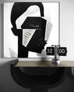 Cargar imagen en el visor de la galería, Cuadro Decorativo Abstracto Negro Arena 2-228 Rostro Moderno Cubismo Estilo Nordico Arte Minimalista
