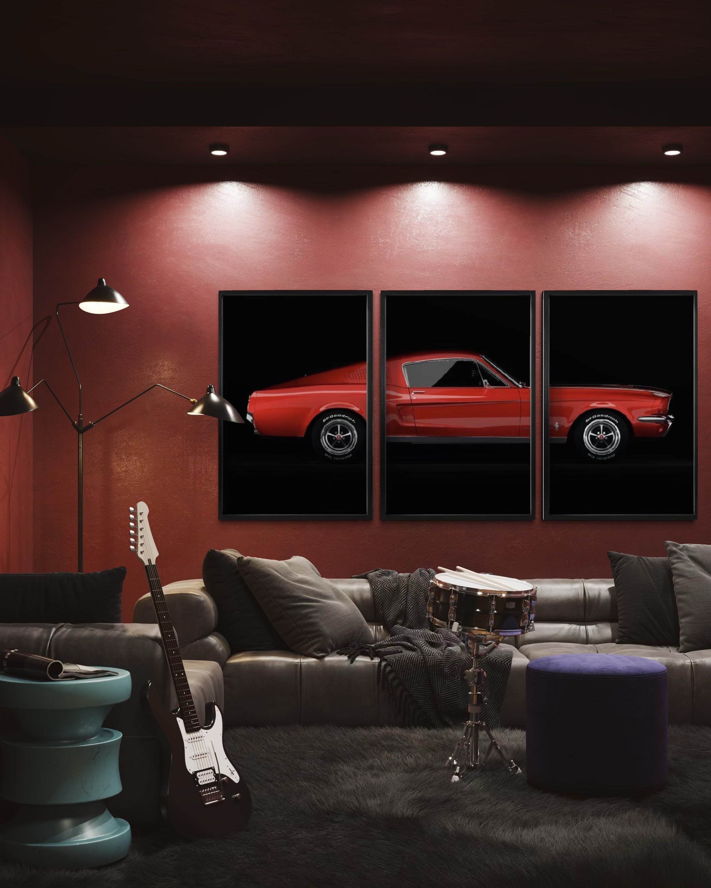 Set de Cuadros Decorativos Vehículos 011 -Auto Clásico Ford Mustang