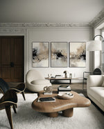 Cargar imagen en el visor de la galería, Set Cuadros Decorativos Abstracto Negro Arena 2-236- Tríptico Modernos y Elegante Estilo Boho en Tonos Neutros
