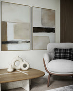 Cargar imagen en el visor de la galería, Set Cuadros Decorativos Abstracto Negro Arena 2 - 239 - Diptico Moderno y Minimalista en Negro, Beige y Cafe Tonos Neutros
