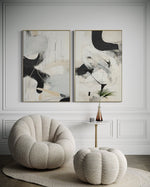 Cargar imagen en el visor de la galería, Set Cuadros Decorativos Abstracto Negro Arena 2 - 221 - Diptico Moderno Arte Minimalista Estilo Nordico Tonos Neutros
