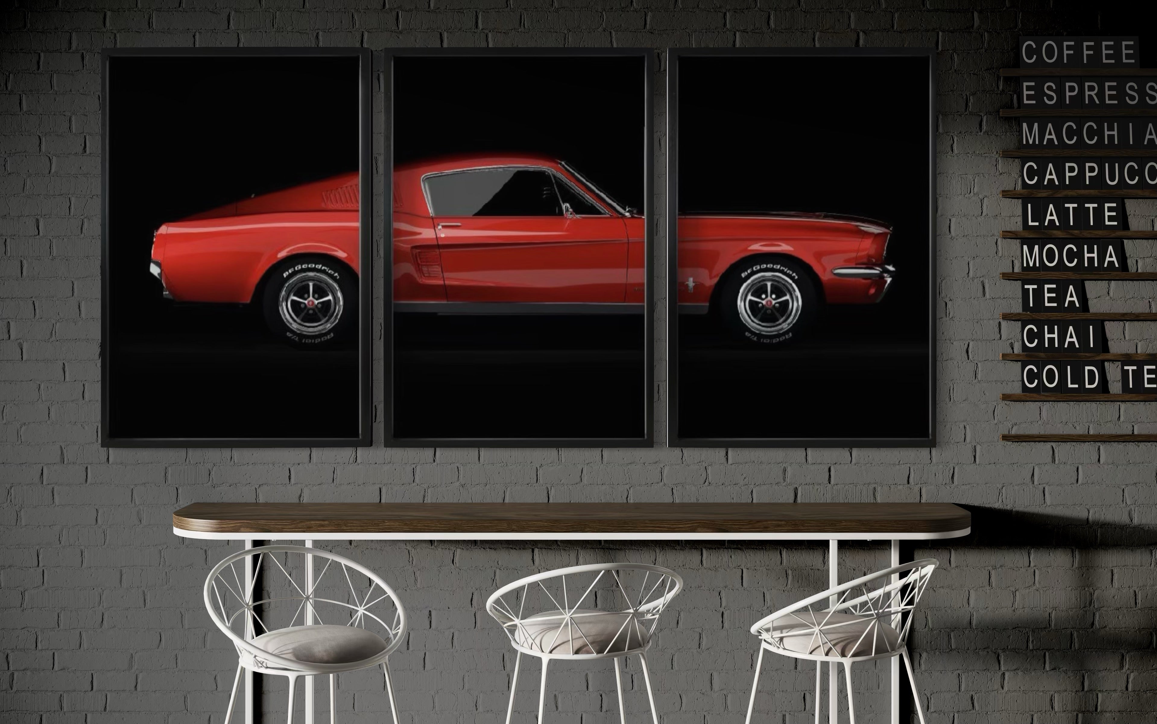 Set de Cuadros Decorativos Vehículos 011 -Auto Clásico Ford Mustang