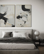 Cargar imagen en el visor de la galería, Set Cuadros Decorativos Abstracto Negro Arena 2 - 221 - Diptico Moderno Arte Minimalista Estilo Nordico Tonos Neutros
