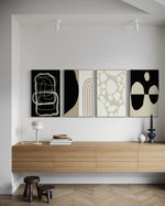 Cargar imagen en el visor de la galería, Set Cuadros Decorativos Abstracto Negro Arena 2 - 230 C - 4piezas Arte Moderno y Minimalista Estilo Boho Nordico Tonos Neutros
